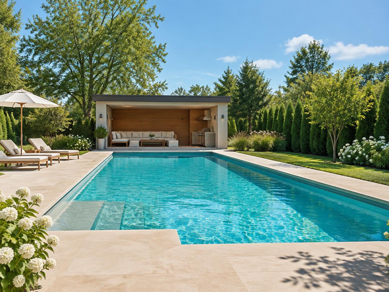 Modern residential pool maintained by Krystall Clear Pools